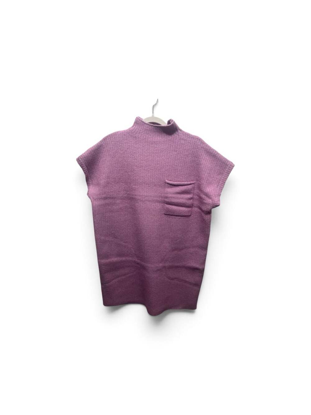 NWOT Zenana Mock Neck Short Sleeve Sweater Dress with Pocket in Lavender - Picture 3 of 5
